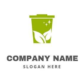 Disposal Logo Leaf and Clean Trash Bin logo design
