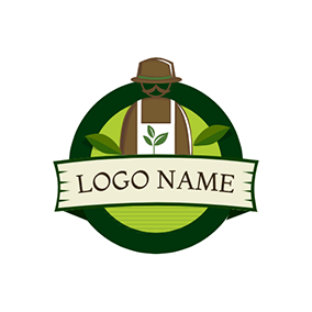 Man Logo Leaf Circle Banner Farmer logo design