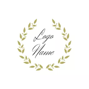 姓名Logo Leaf Decoration and Free Script Font logo design