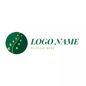 Green Logo Leaf In Circle Fern logo design