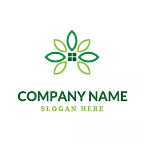 Green Logo Leaf Square and Abstract Treehouse logo design