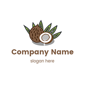 椰子 Logo Leaves Coconut Milk logo design