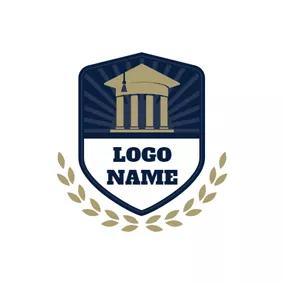 High Logo Leaves Encircled Shining Teaching Building logo design