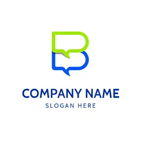 Green Logo Letter B and Dialogue logo design