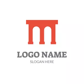 大門logo Letter M and Simple Building logo design