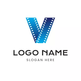 Logótipo De Eixo Letter V and Film logo design