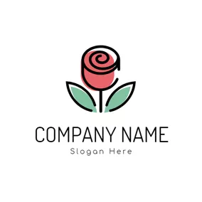 Bloom Logo Lifelike Beautiful Green Leaf and Pink Rose logo design