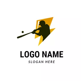 野球のロゴ Lightning and Baseball Player logo design