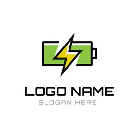 エネルギーロゴ Lightning and Green Battery logo design