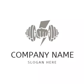 Gym Logo Lightning and Man Hand logo design