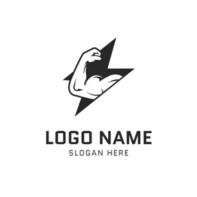 Fighting Logo Lightning and Strong Arm logo design