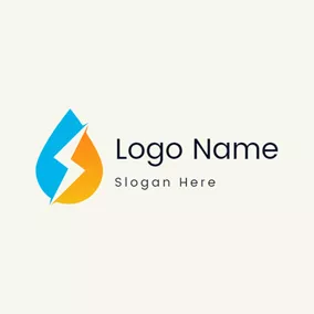 Ladegerät Logo Lightning and Water Drop logo design