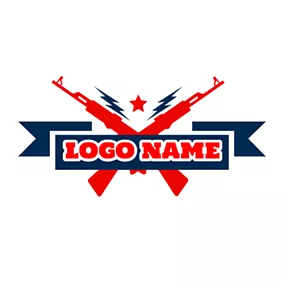 军人logo Lightning Gun Banner Gang logo design