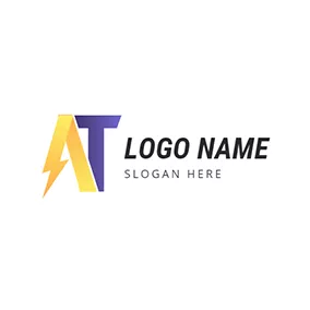 Light Logo Lightning Ribbon Letter A and T logo design