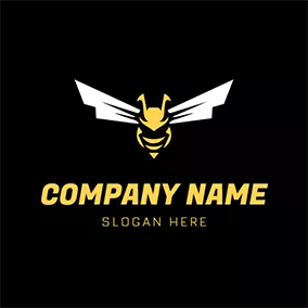 Insect Logo Lightning Wings and Unique Hornet logo design
