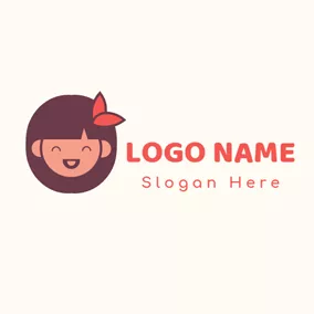 育児のロゴ Likable and Smiling Girl logo design
