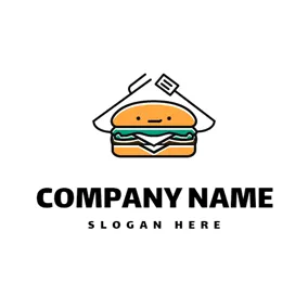 バーガーロゴ Likable Orange Burger logo design