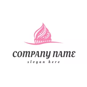 パン屋のロゴ Likable Pink Cake logo design