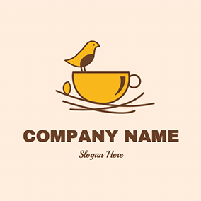 ボウルロゴ Line Bird Simple Nest logo design