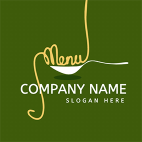 意面 Logo Line Curve Noodles Spoon Pasta logo design