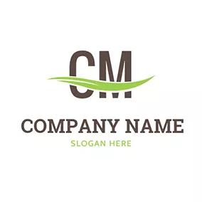 Green Logo Line Decoration and Letter C M logo design