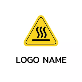 注意ロゴ Line Triangle Boiling Warning logo design