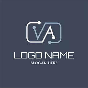 V Logo Link Rectangle and V A logo design