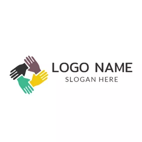 醫療保健 Logo Linked Hand and Community logo design