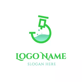 实验 Logo Liquid and Simple Microscope Outline logo design