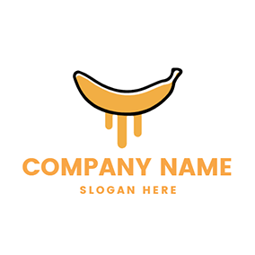 香蕉 Logo Liquid Simple Banana logo design