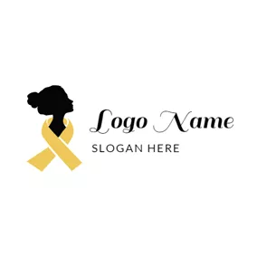 癌症logo Little Girl and Love Ribbon logo design