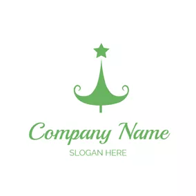 Curly Logo Little Star and Christmas Tree logo design