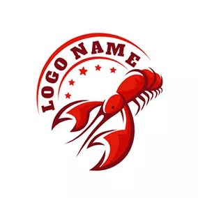 海鮮 Logo Lobster and Banner logo design