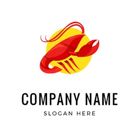 Chinese Restaurant Logo Lobster and Circle logo design