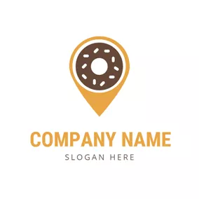 Donut Logo Location and Chocolate Doughnut logo design