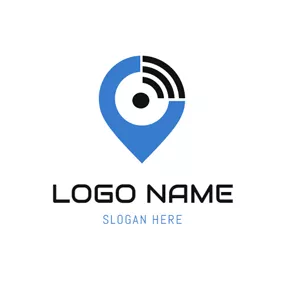 ロケーションロゴ Location and Wifi Icon logo design
