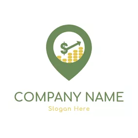 Finance Logo Location Shape and Abundant Coin logo design