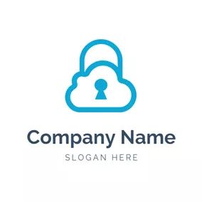 锁logo Lock Shape and Cloud logo design