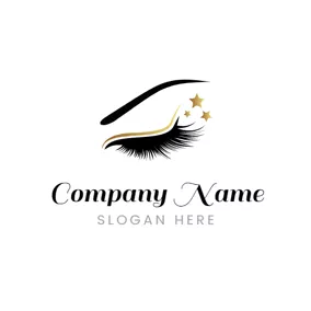 Cosmetics Logo Long Eyelash and Beautiful Star Decoration logo design