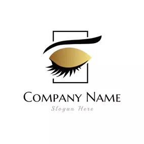Cosmetics Logo Long Eyelash and Golden Eye Shadow logo design