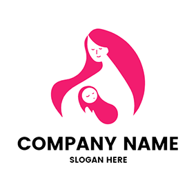 Pink Logo Long Hair Mom Baby logo design
