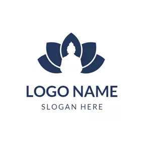 蕾のロゴ Lotus Flower and Buddha logo design