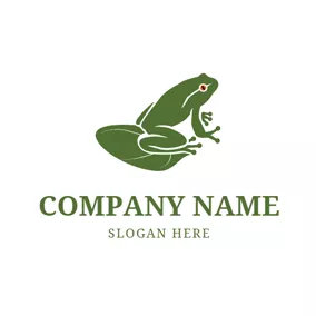 カエルロゴ Lotus Leaf and Frog logo design
