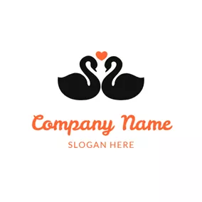 天鵝Logo Love and Couple Swan logo design