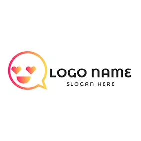 Communicate Logo Love Happy Emoji and Dialogue Box logo design