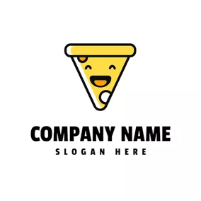 Happy Logo Lovely and Smiling Pizza logo design
