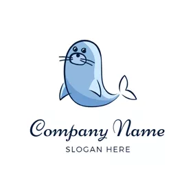 Logotipo De Foca Lovely Blue Sea Seal logo design