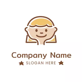 Childcare Logo Lovely Brown Rectangle and Kid logo design