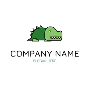 Joyful Logo Lovely Green Alligator Icon logo design