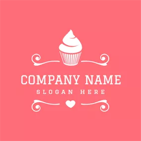 カップケーキロゴ Lovely Pink and White Cake logo design